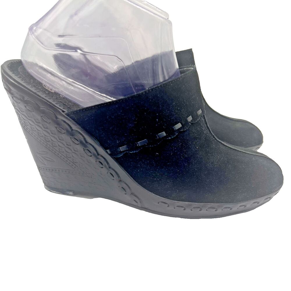 Pair of Gianni Bini Black Suede Wedge Slip On Shoes in Size 9 1/2M